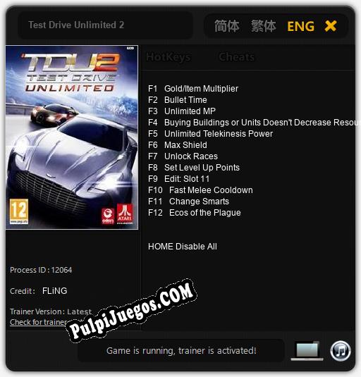 Test Drive Unlimited 2: Treinador (V1.0.73)