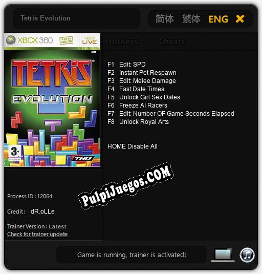 Tetris Evolution: Cheats, Trainer +8 [dR.oLLe]