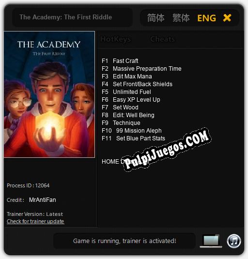 The Academy: The First Riddle: Treinador (V1.0.17)