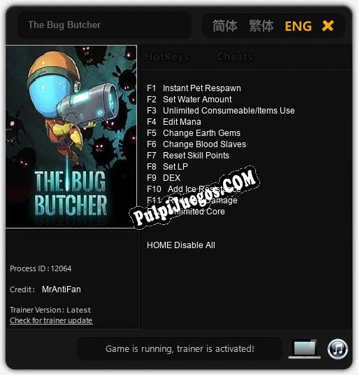 Entrenador liberado a The Bug Butcher [v1.0.8]