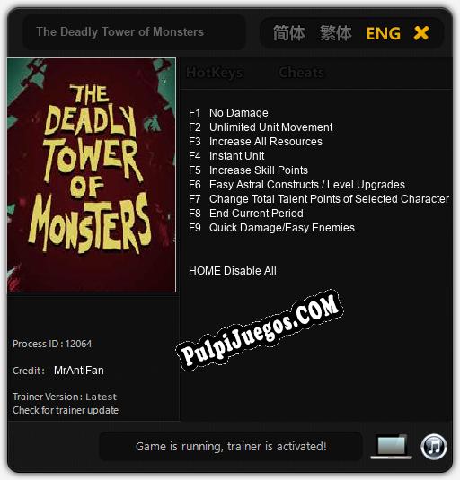 The Deadly Tower of Monsters: Treinador (V1.0.36)