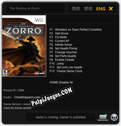 The Destiny of Zorro: Cheats, Trainer +12 [CheatHappens.com]