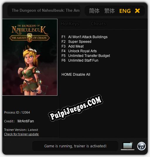 The Dungeon of Naheulbeuk: The Amulet of Chaos: Treinador (V1.0.41)