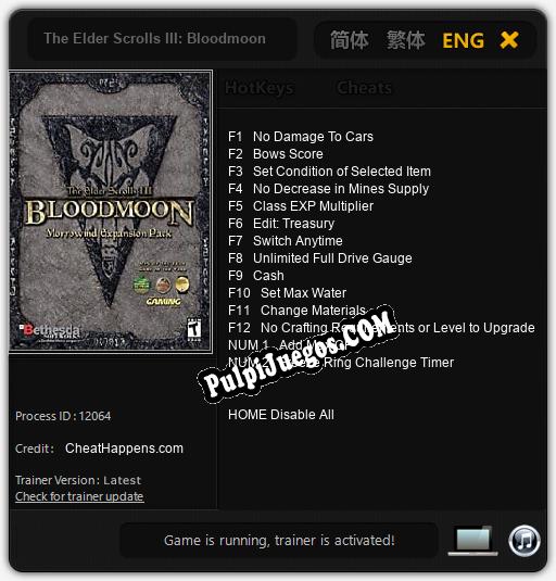 The Elder Scrolls III: Bloodmoon: Treinador (V1.0.28)