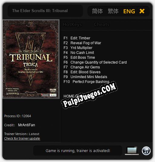 The Elder Scrolls III: Tribunal: Treinador (V1.0.66)