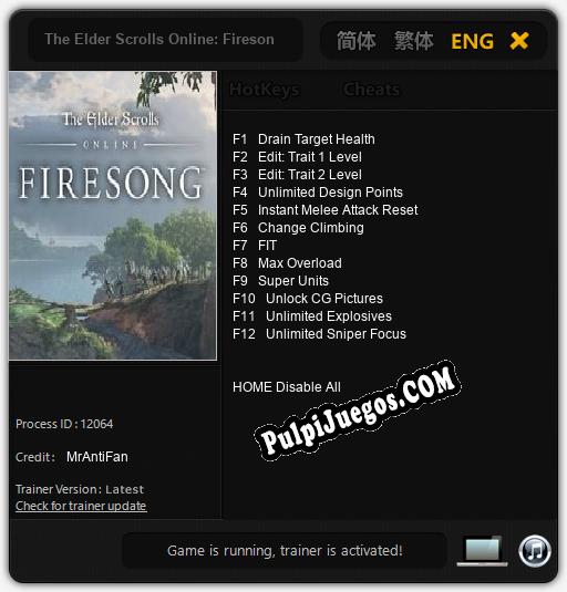 The Elder Scrolls Online: Firesong: Treinador (V1.0.75)