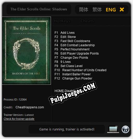 Entrenador liberado a The Elder Scrolls Online: Shadows of the Hist [v1.0.7]