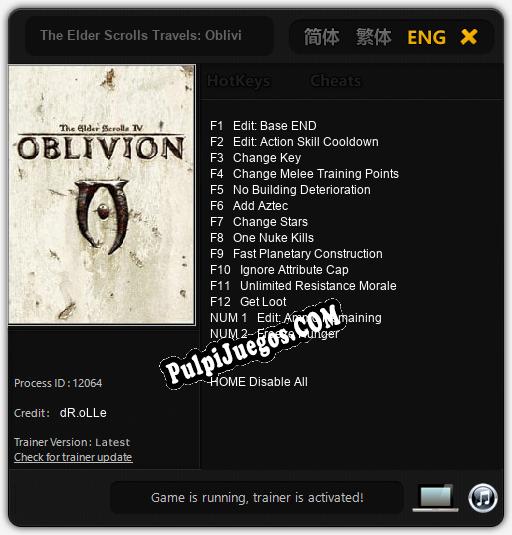 The Elder Scrolls Travels: Oblivion: Trainer +14 [v1.3]