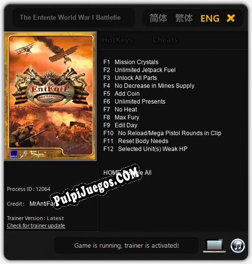 The Entente World War I Battlefields: Cheats, Trainer +12 [MrAntiFan]