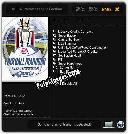 The F.A. Premier League Football Manager 2001: Trainer +11 [v1.9]