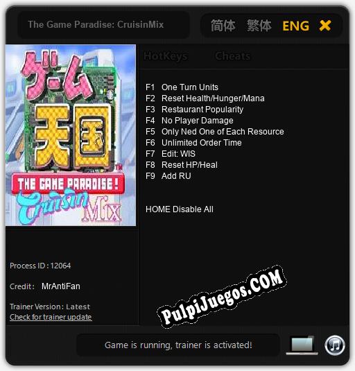 Entrenador liberado a The Game Paradise: CruisinMix [v1.0.1]