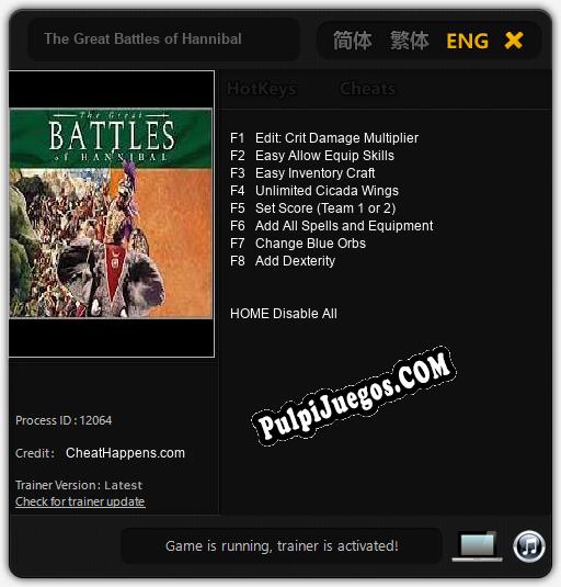 The Great Battles of Hannibal: Cheats, Trainer +8 [CheatHappens.com]