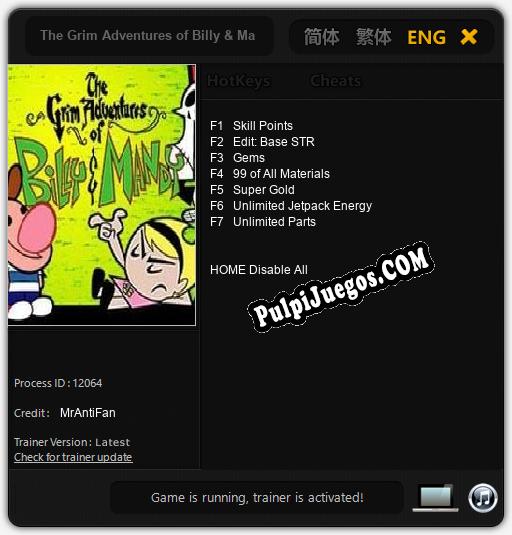 Entrenador liberado a The Grim Adventures of Billy & Mandy [v1.0.7]