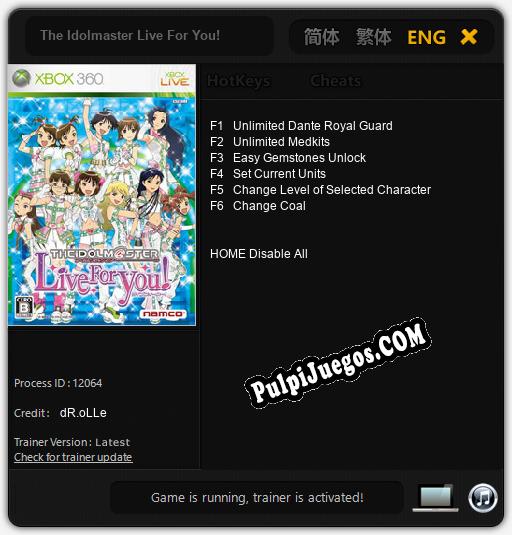 Entrenador liberado a The Idolmaster Live For You! [v1.0.2]