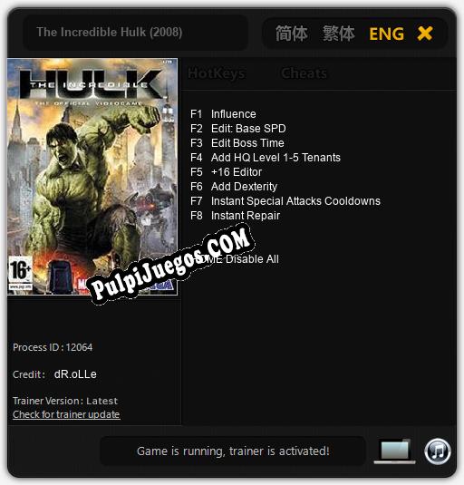 The Incredible Hulk (2008): Cheats, Trainer +8 [dR.oLLe]