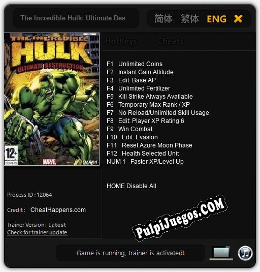 The Incredible Hulk: Ultimate Destruction: Trainer +13 [v1.3]