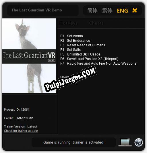 The Last Guardian VR Demo: Cheats, Trainer +7 [MrAntiFan]