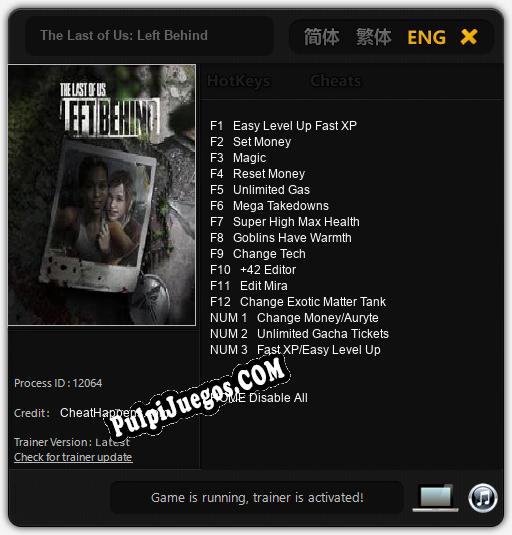 Entrenador liberado a The Last of Us: Left Behind [v1.0.7]