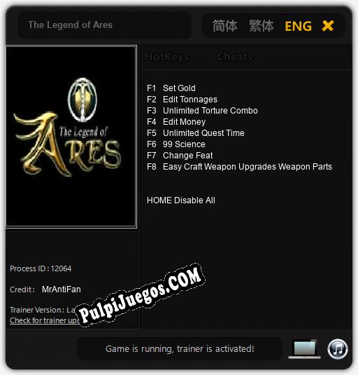 Entrenador liberado a The Legend of Ares [v1.0.1]