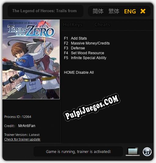 The Legend of Heroes: Trails from Zero: Treinador (V1.0.26)