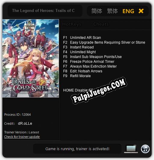 The Legend of Heroes: Trails of Cold Steel: Cheats, Trainer +9 [dR.oLLe]