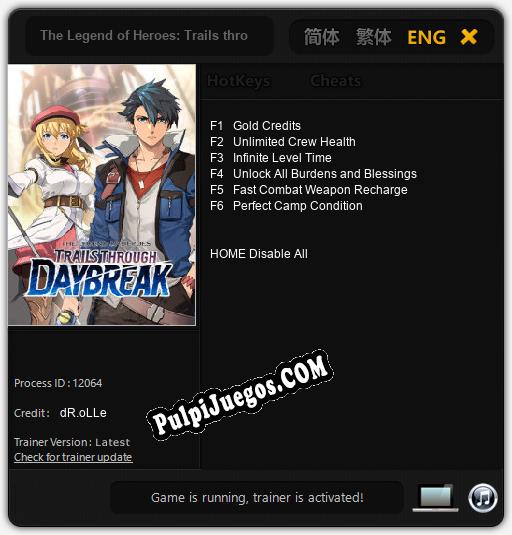 The Legend of Heroes: Trails through Daybreak: Treinador (V1.0.43)