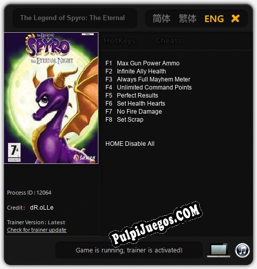 Entrenador liberado a The Legend of Spyro: The Eternal Night [v1.0.3]