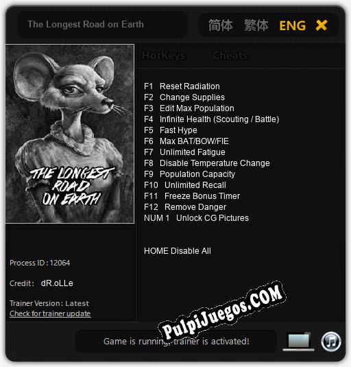 Entrenador liberado a The Longest Road on Earth [v1.0.4]