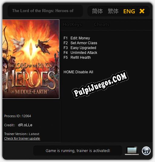 The Lord of the Rings: Heroes of Middle-earth: Treinador (V1.0.73)