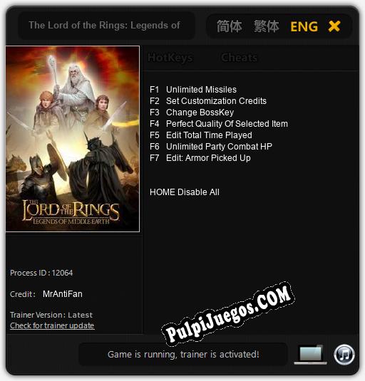 The Lord of the Rings: Legends of Middle-Earth: Treinador (V1.0.84)