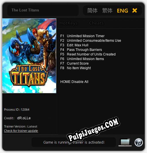 The Lost Titans: Cheats, Trainer +8 [dR.oLLe]