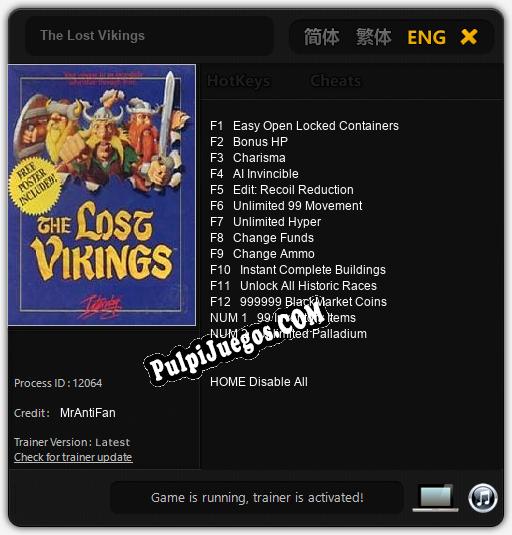 Entrenador liberado a The Lost Vikings [v1.0.9]