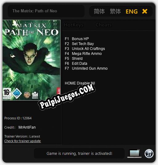 The Matrix: Path of Neo: Treinador (V1.0.70)