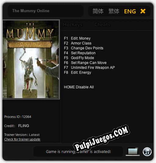 The Mummy Online: Trainer +8 [v1.2]