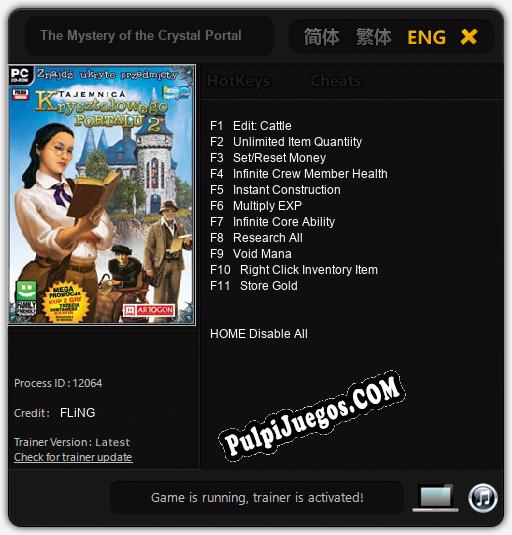 Entrenador liberado a The Mystery of the Crystal Portal 2 [v1.0.1]