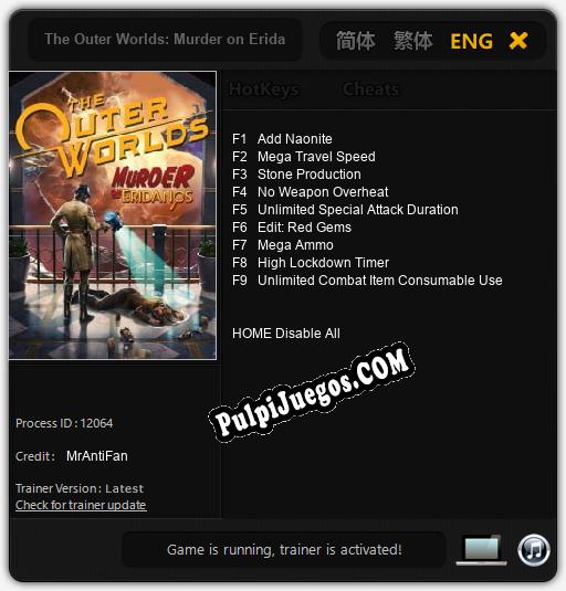 The Outer Worlds: Murder on Eridanos: Cheats, Trainer +9 [MrAntiFan]