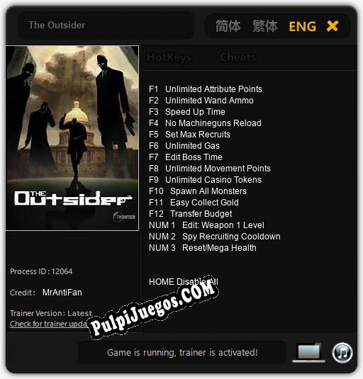 The Outsider: Cheats, Trainer +15 [MrAntiFan]