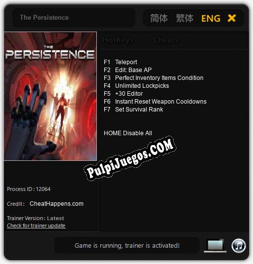 Entrenador liberado a The Persistence [v1.0.1]