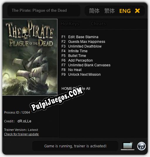 Entrenador liberado a The Pirate: Plague of the Dead [v1.0.4]