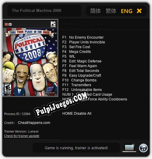 The Political Machine 2008: Trainer +14 [v1.6]