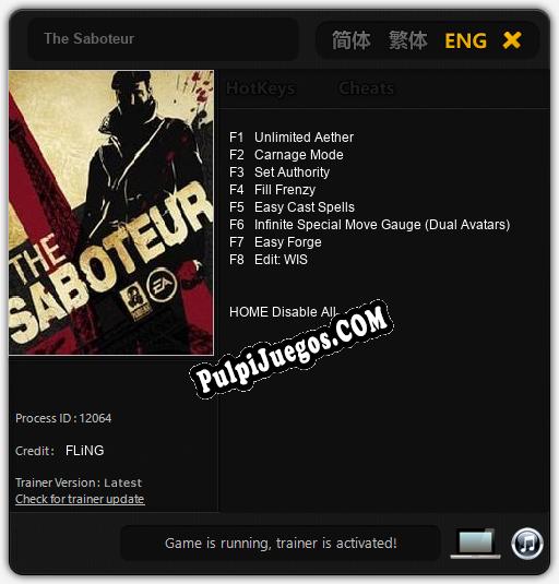 The Saboteur: Treinador (V1.0.77)