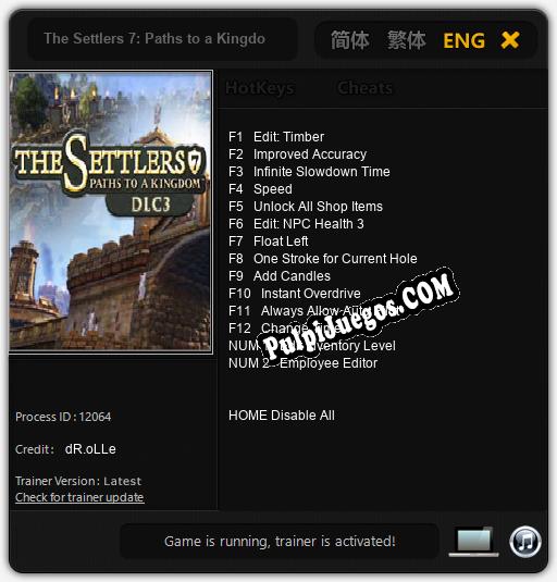 The Settlers 7: Paths to a Kingdom DLC 3: Trainer +14 [v1.7]