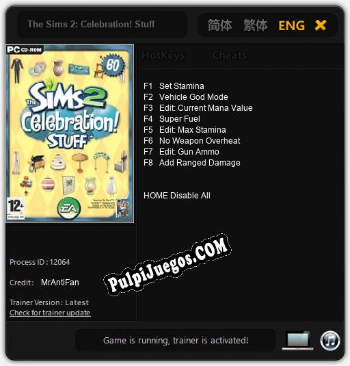 The Sims 2: Celebration! Stuff: Trainer +8 [v1.3]