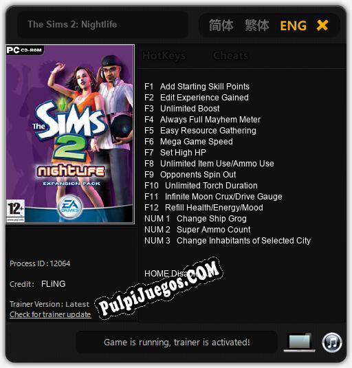 The Sims 2: Nightlife: Cheats, Trainer +15 [FLiNG]