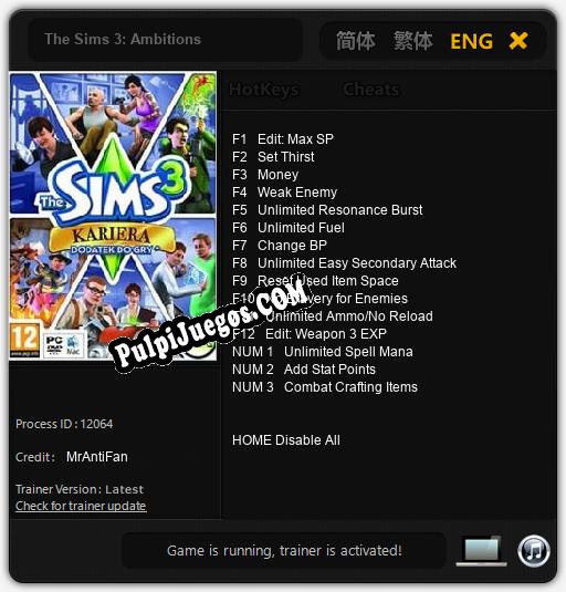 The Sims 3: Ambitions: Cheats, Trainer +15 [MrAntiFan]