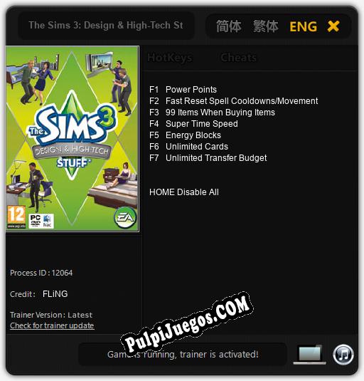 Entrenador liberado a The Sims 3: Design & High-Tech Stuff [v1.0.5]