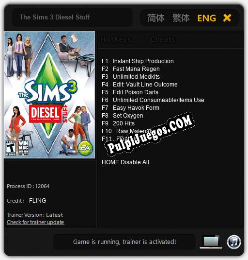 The Sims 3 Diesel Stuff: Cheats, Trainer +11 [FLiNG]