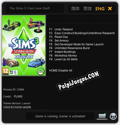 Entrenador liberado a The Sims 3: Fast Lane Stuff [v1.0.5]