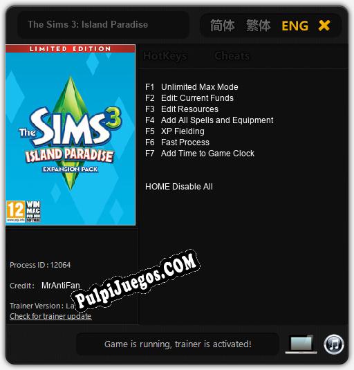 The Sims 3: Island Paradise: Trainer +7 [v1.9]