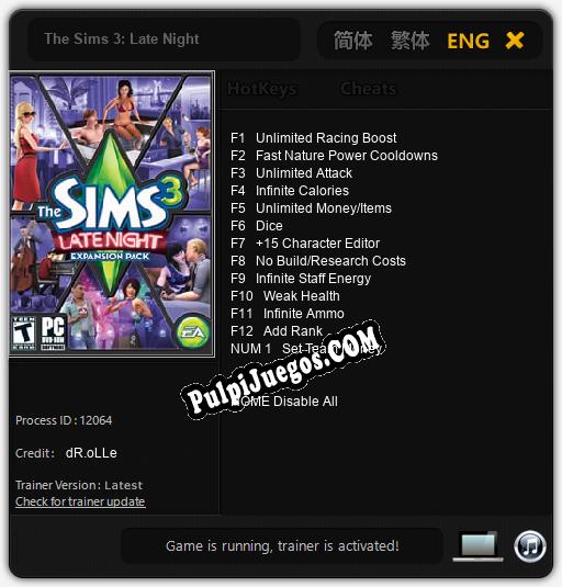 The Sims 3: Late Night: Trainer +13 [v1.4]